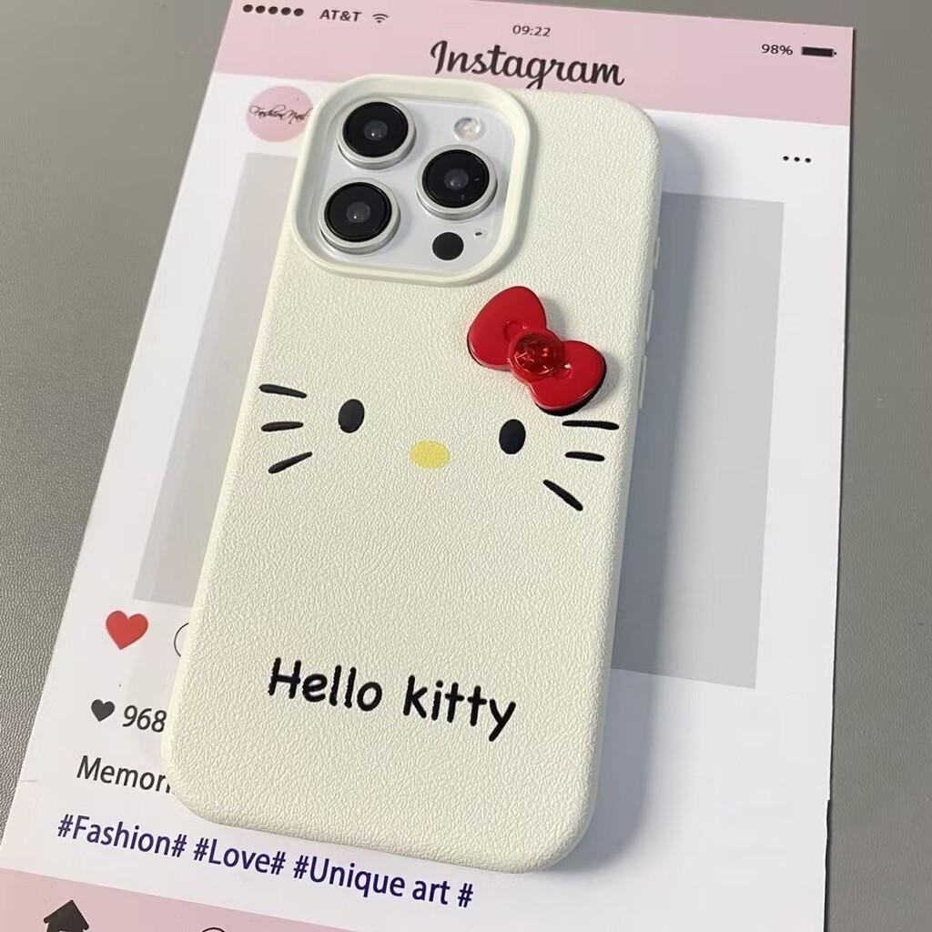 Pretty Cute Hello Kitty Chain Case For Iphone 17 Pro Max 17 Air 16 15 14 13 12 11 Pro Max 16e Lichee Pattern Phone Casing