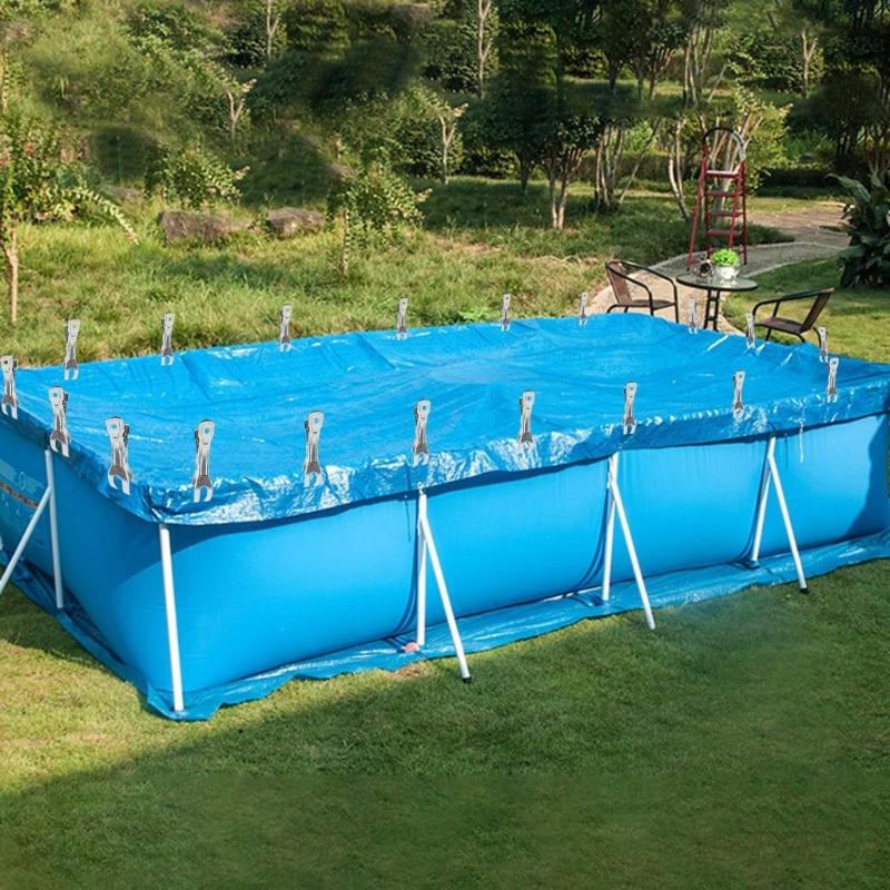 30 Pezzi Morsetti Robusti Multiuso in Acciaio Inossidabile per Teli Piscina a Sbalzo, Morsetti Antivento per Fissare Teli di Copertura per Piscine Fuori Terra