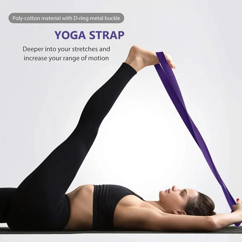 Yoga Block and Yoga Strap Set EVA Foam Soft Non-Slip Yoga Blocks Universal Pilates Stretching and Toning Workouts