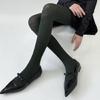 Women Twist Striped Pattern Opaque Tights Winter Fall Hosiery Elastic Jacquard Solid Color Pantyhose Stockings Leggings