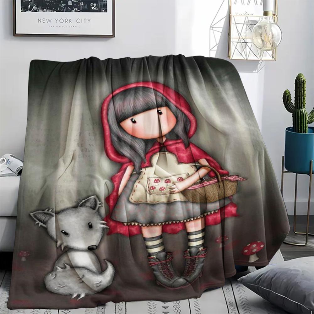 1PC Santoro Print Flannel Blanket, High quality Comfortable for All Seasons, Home Decor, Warmth and Comfort, Perfect for Christmas Gifts141