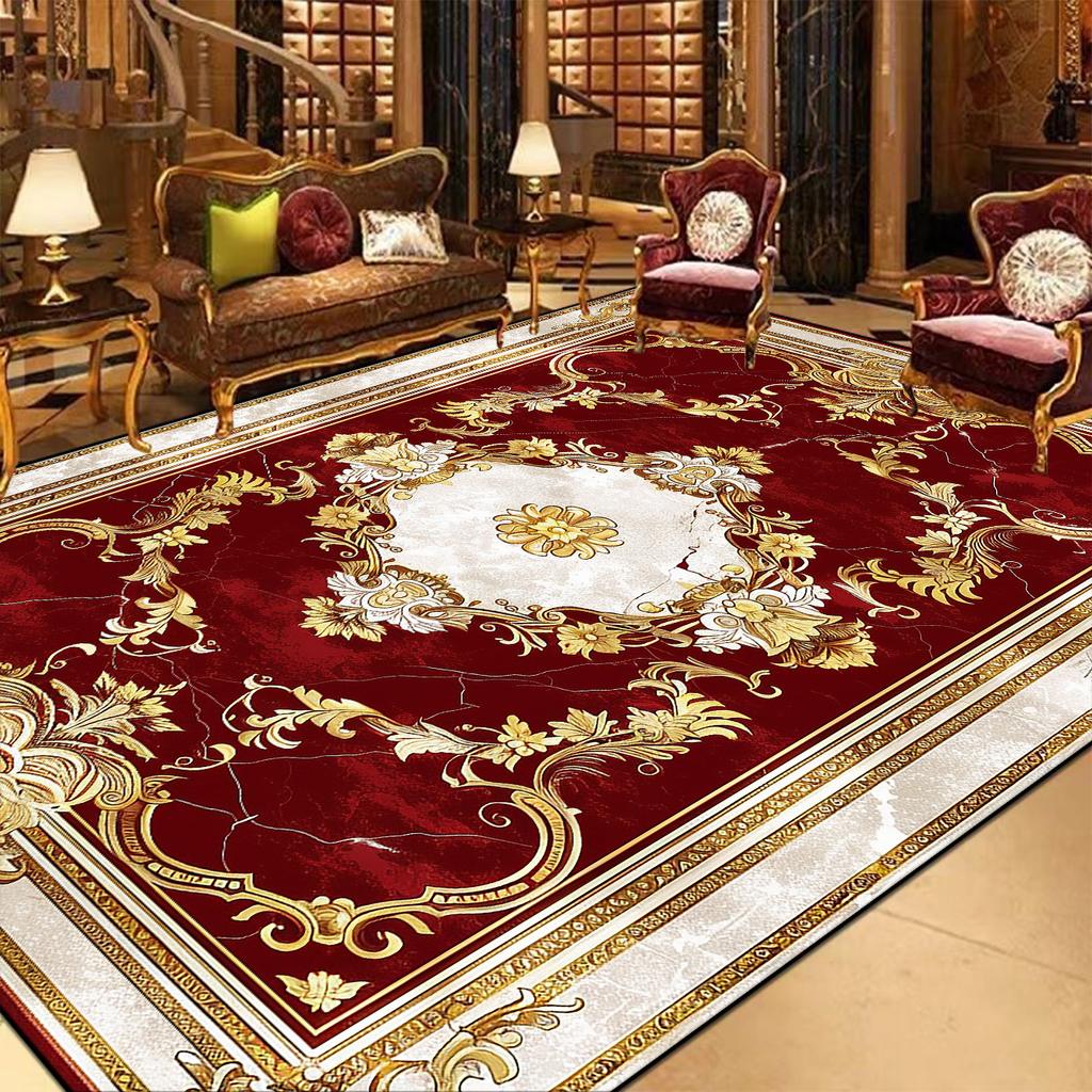 European Style Red Rugs for Living Room Luxury Home Decor Carpet Large Size Non-slip Lounge Rug Bath Absorbent Rugs Customizable