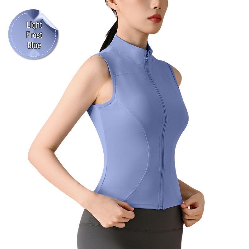 Notting Bestseller Women's Sleeveless Zipper Stand Collar Slimming Sport Top