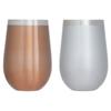Maebata Thermo Round Tumbler, Pair, Vacuum Insulated, Double-Walled, Stainless Steel, Luxe Bronze & Silver, 350ml, Gift Set, 51431