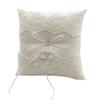Coussin d'anneau blanc Broderie Coussin d'anneau de mariage Accessoire de cérémonie de mariage