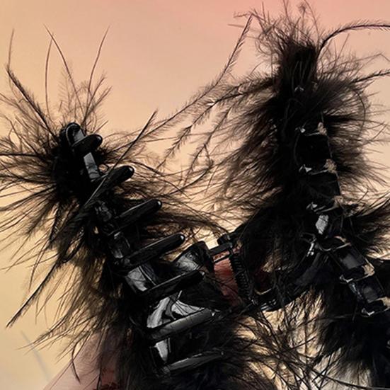 Women Hair Clip Faux Feather Decor Anti-slip Teeth Back Head Hair Claw Cartoon Styles Shark Hair Clip Hair Accessories