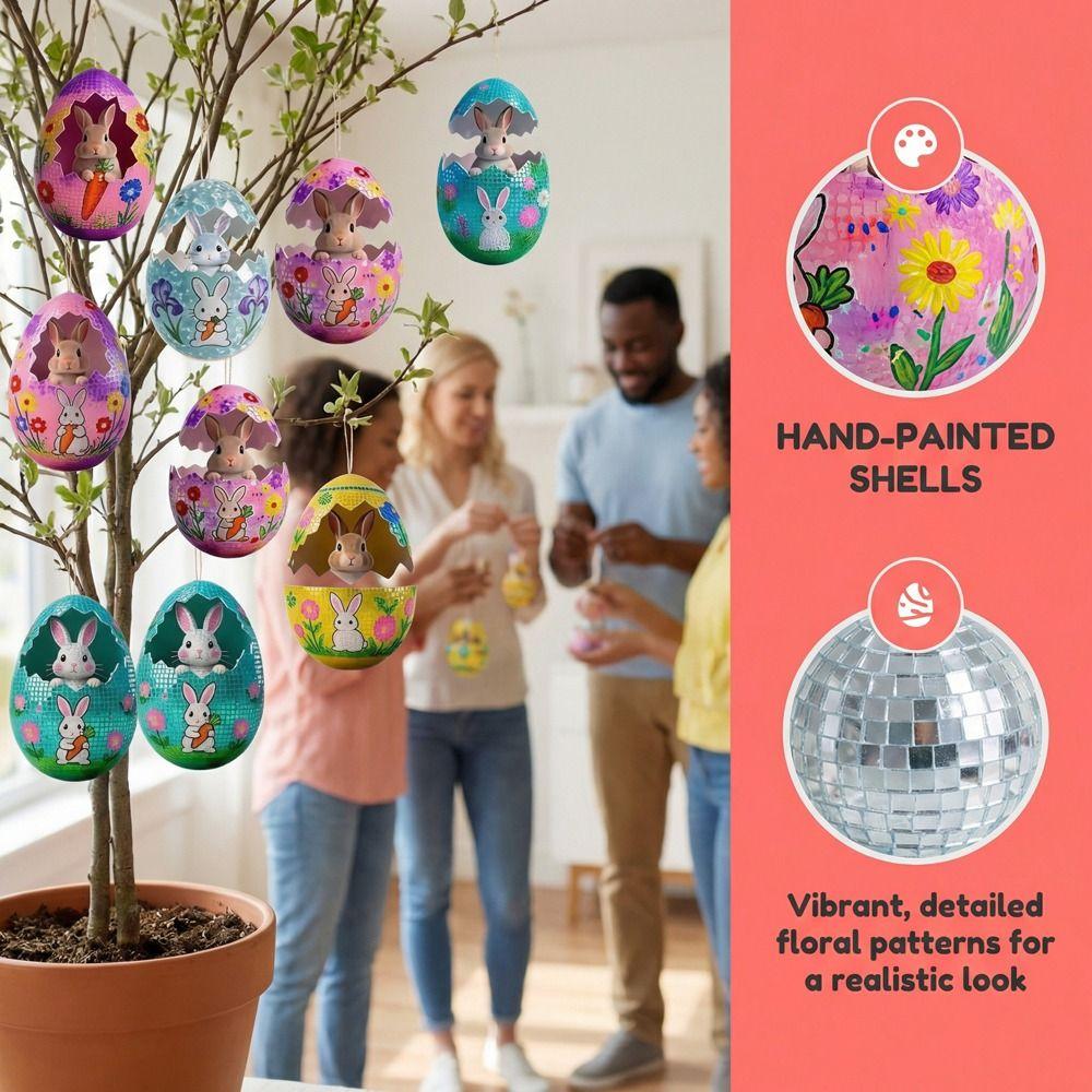 Creative 2D Easter Egg Decoration DIY Party Rabbit Easter Egg Pendant Cartoon Wooden Easter Hanging Ornaments Home Decor