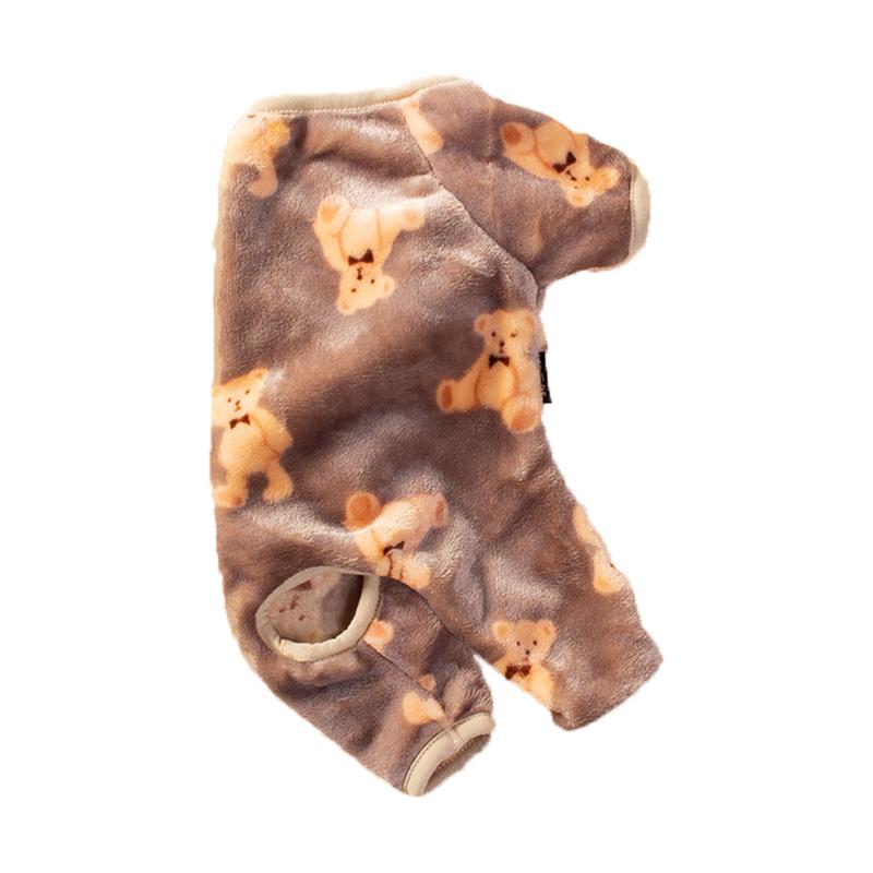 Roztomilý medvídek mazlíček plyšové pyžamo podzim zima psí oblečení pro malé střední psy kočky teplá kombinéza buldok čivava štěně outfit