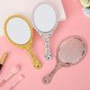 Vintage-Style Electroplated Handheld Makeup Mirror - Carved Compact Design