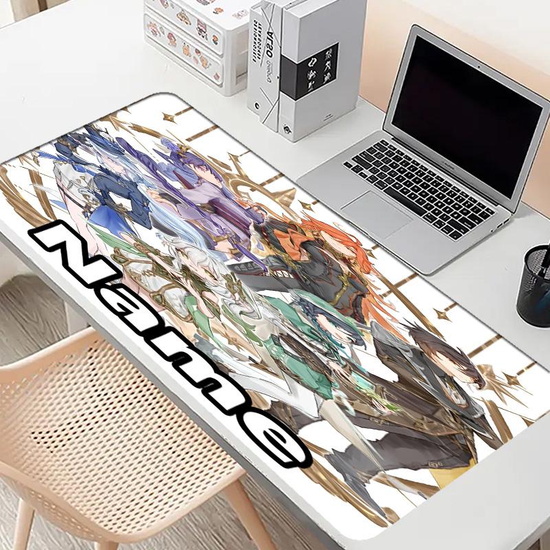 Custom Name Personalized Genshin Impact Pattern Mousepad, Laptop PC Desk Mat, Decorative Desk Mat for Home Keyboard Pad Gift