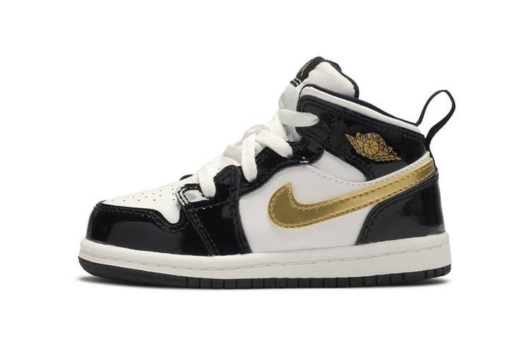 Jordan 1 Mid Patent Черно-бело-золотой TD BQ6933-007 22