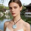 Stunning Natural Chalcedony Pendant Necklace Ethnic Style Clavicle Chain Jewelry Suitable For Women And Gifts
