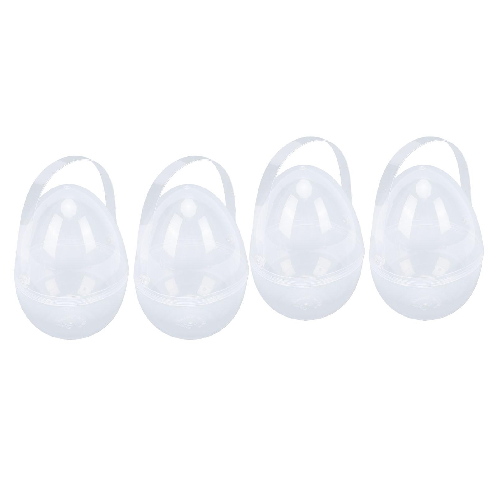 4pcs Jumbo Easter Eggs 9.8 Inch Clear Easter Eggs with Handles Fillable Big Egg Shaped Baskets Containers Decoration