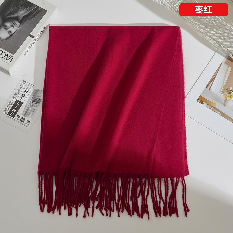 Red scarf women's winter solid color Christmas Spring Festival event big red scarf shawl logo