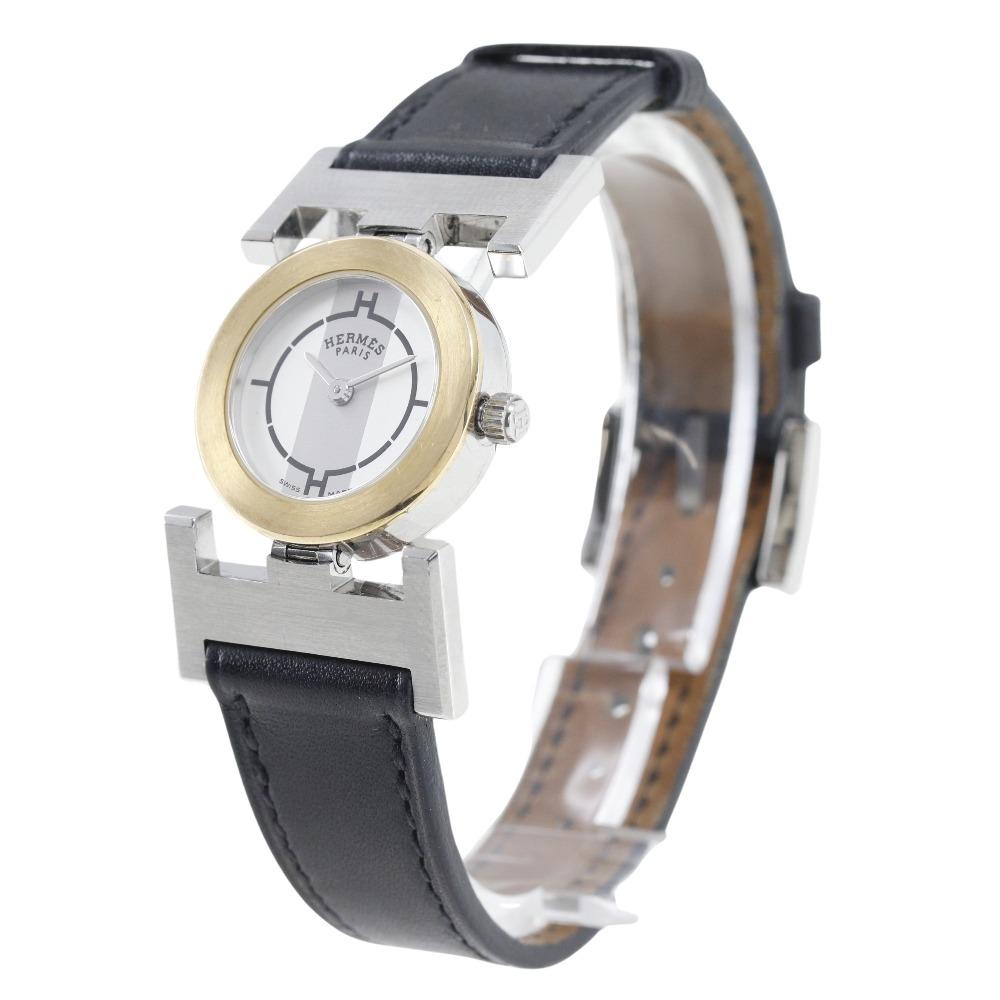 HERMES paprika Watches PA1.220 WhiteDial Stainless Steel/leather Quartz Analog display Women Used