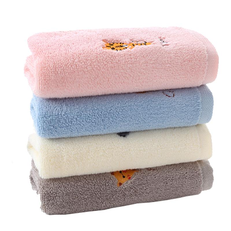 Pure Cotton Children's Towel, Water Absorption Limit 32 Strands Embroidered Children's Face Towel Cartoon Animal Cotton Towel