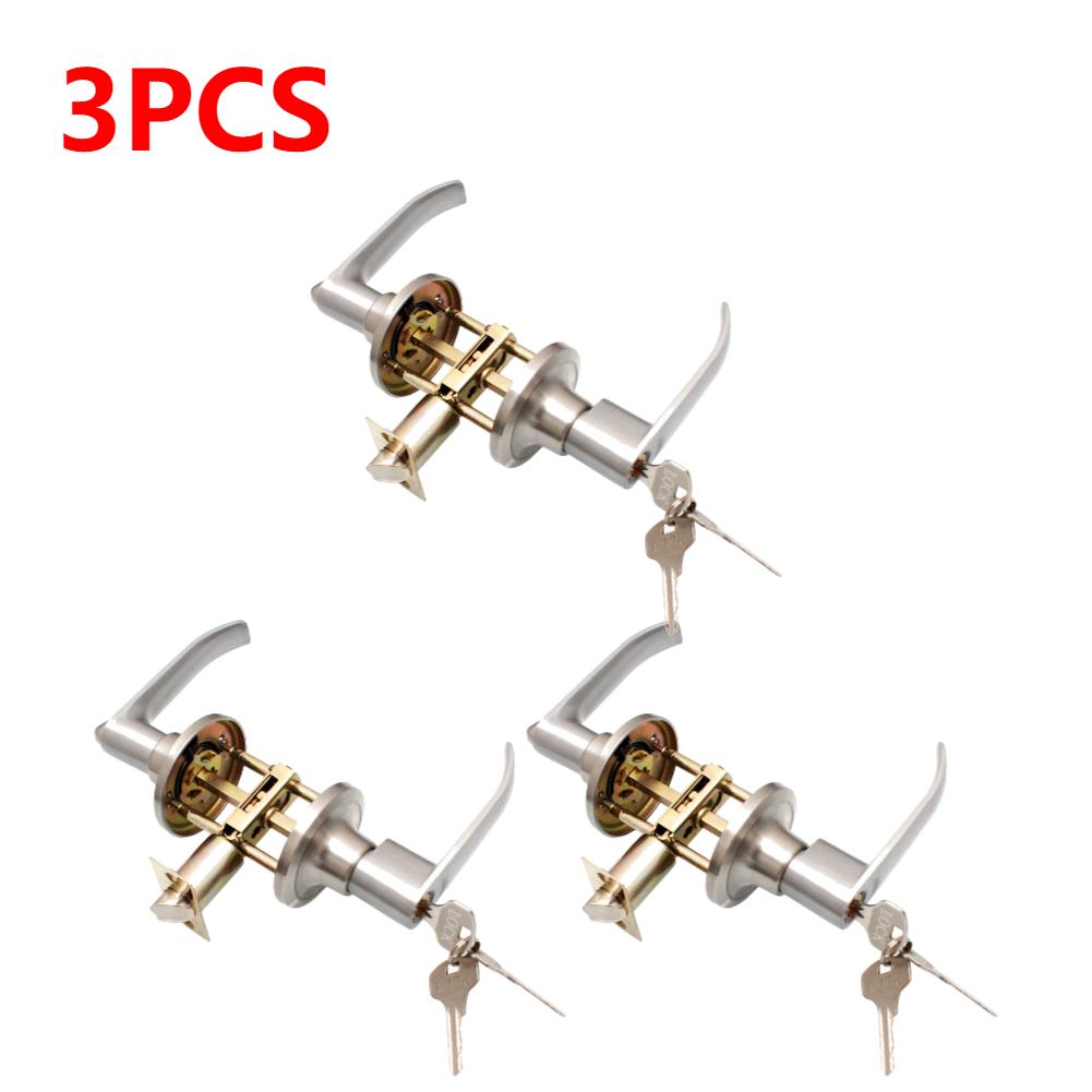 1-5PCS Locking Door Handle Stainless Steel Entrance Door Handles Interior Lever Lock Door Knob Replacement for Home Office