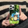 Cute T-Totoroes Silver Gradient Pleated Water Ripple Phone Case for IPhone 17 16 15 14 13 12 11 Pro Max