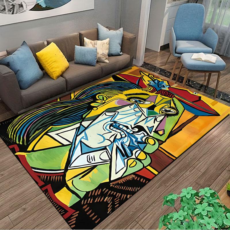 Cubist Art Style Carpet suitable as a non-slip mat for the living room or bedroom sofa