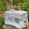 Transparent Outdoor Camping Water Bucket with Faucet and Lid - Food Grade Square Storage Container for Drinking Water