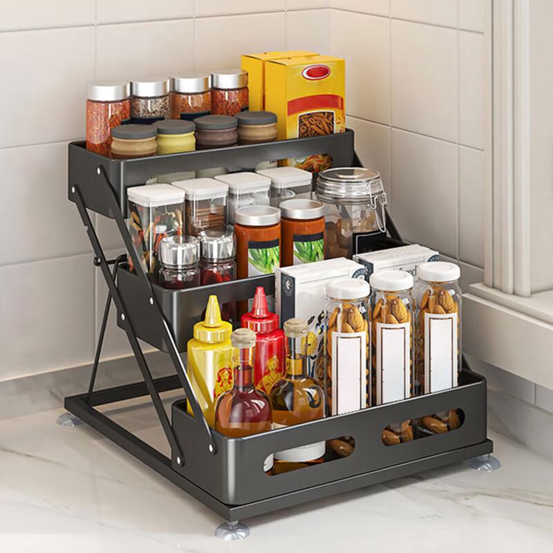 Adjustable 3-Tier Countertop Kitchen Spice Rack
