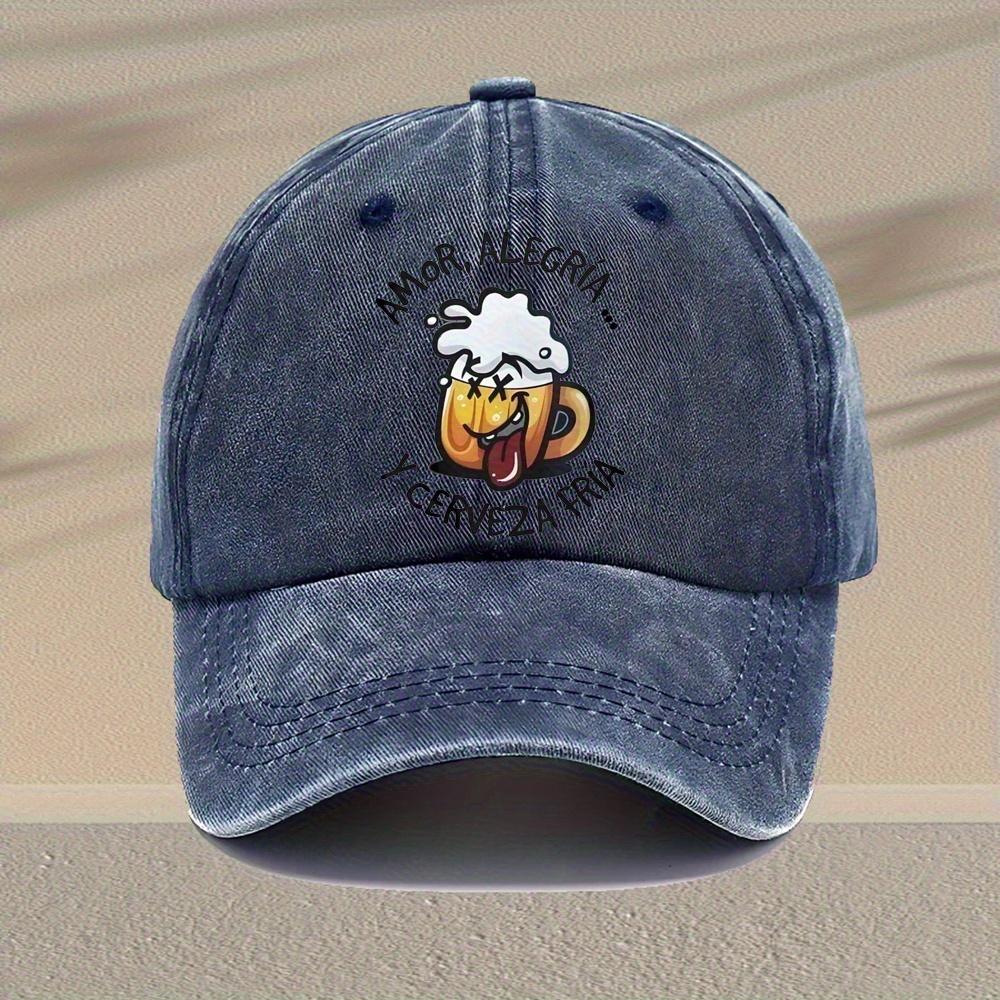 Retro baseball cap with beer glass pattern adjustable lightweight casual hat suitable for gifts or daily wear,