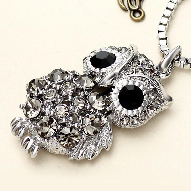 Fashionable Long Owl Pendant Sweater Necklace In Titanium Steel For Stylish Outfits