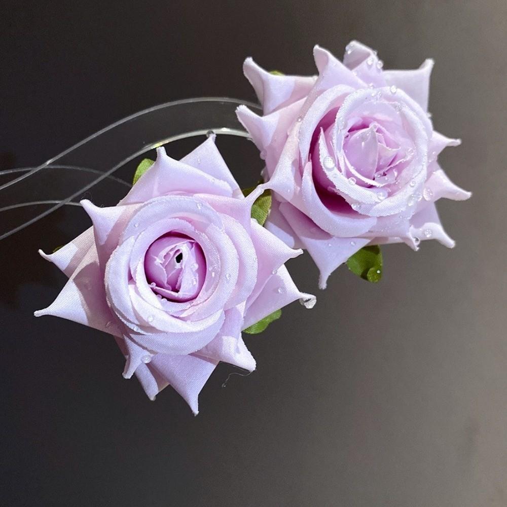 Cloth Floral Stud Earrings Solid Color Drop Earrings Elegant Rose Flower Earrings  Beach