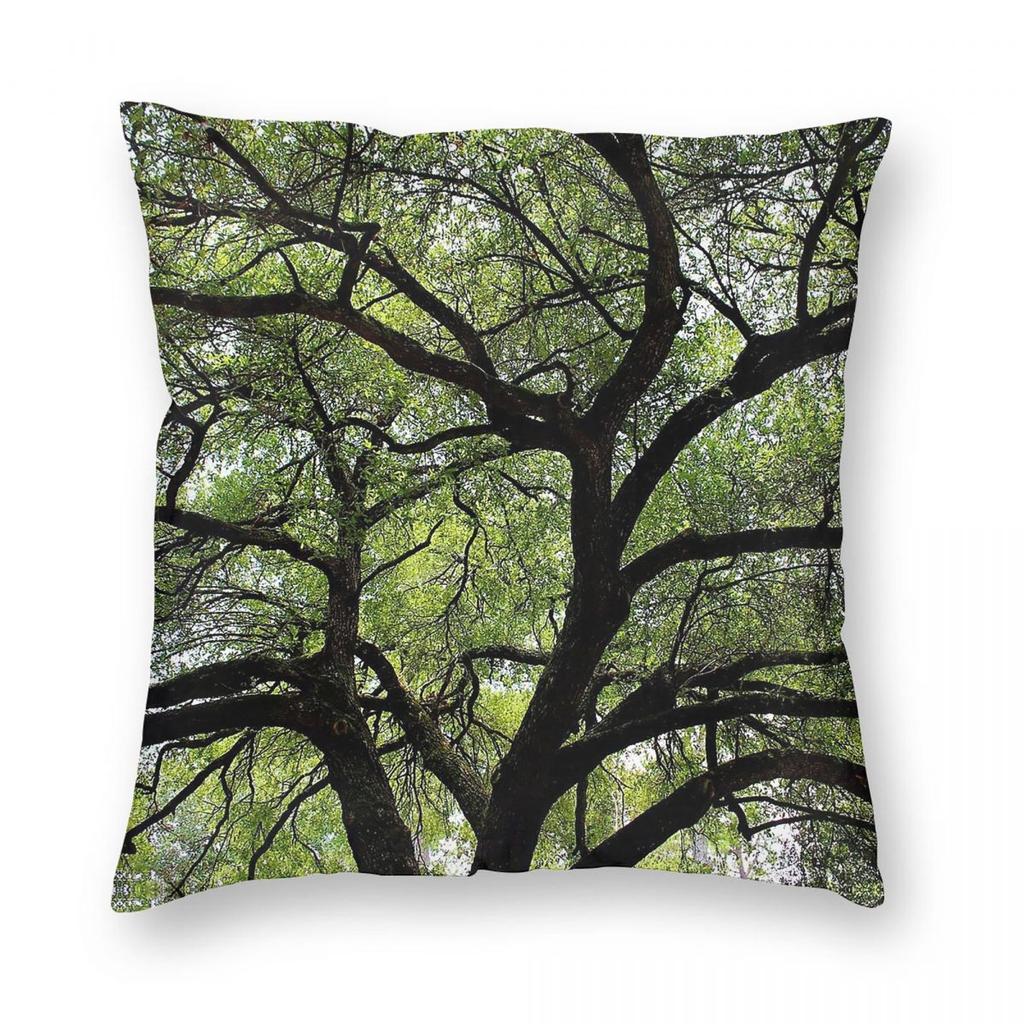 Oak Tree Life Square Pillowcase Polyester Linen Velvet Printed Zip Decor Bed Cushion Cover Wholesale