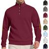 Men's Long-Sleeved Button-Down Stand Collar Sweatshirt with Jacquard Weave for Casual Sportswear