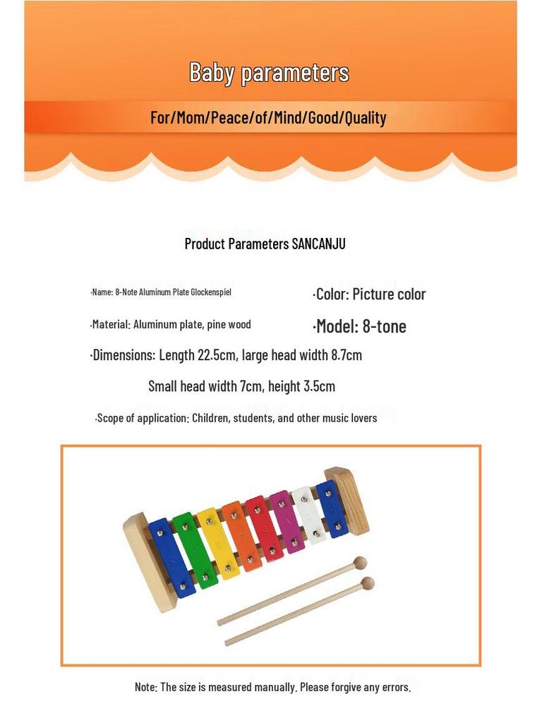 Children's 8-Tone Aluminum Xylophone for Early Music Education