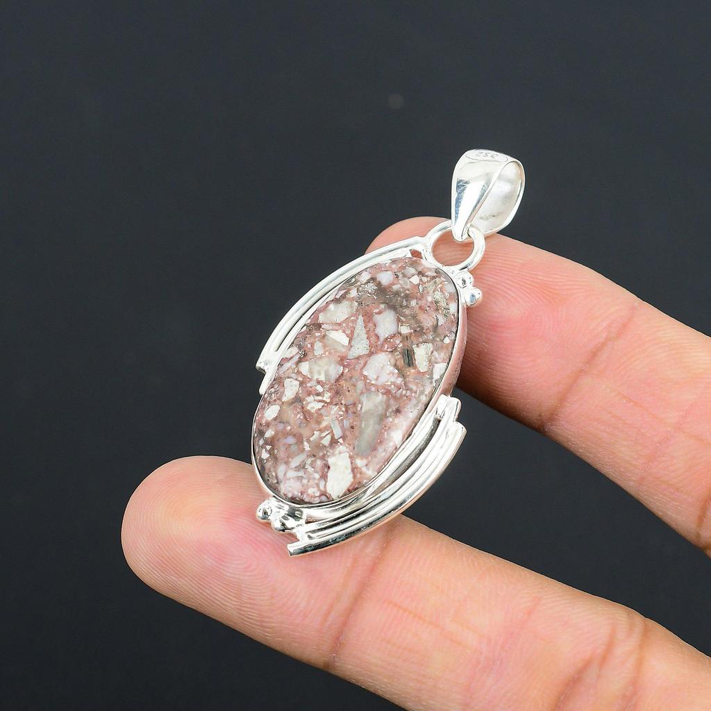 Mothers Day Sale Red Brecciated Mookaite Stone 925 Silver Wife Pendant Jewelry