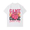 Men's 100% Cotton Crew Neck Short Sleeve T-Shirt, Cute Pink Basketball Game Day Graphic Printed Casual Tees for Basketball Sports Enthusiasts, Comfort