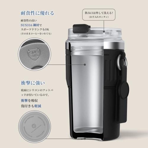 FJbottle 0.4L Vacuum Insulated Water Bottle/Tumbler with Lid and Strap, Insulates for Direct Drinking, Portable, Convenience Store Use, Direct Drip, L