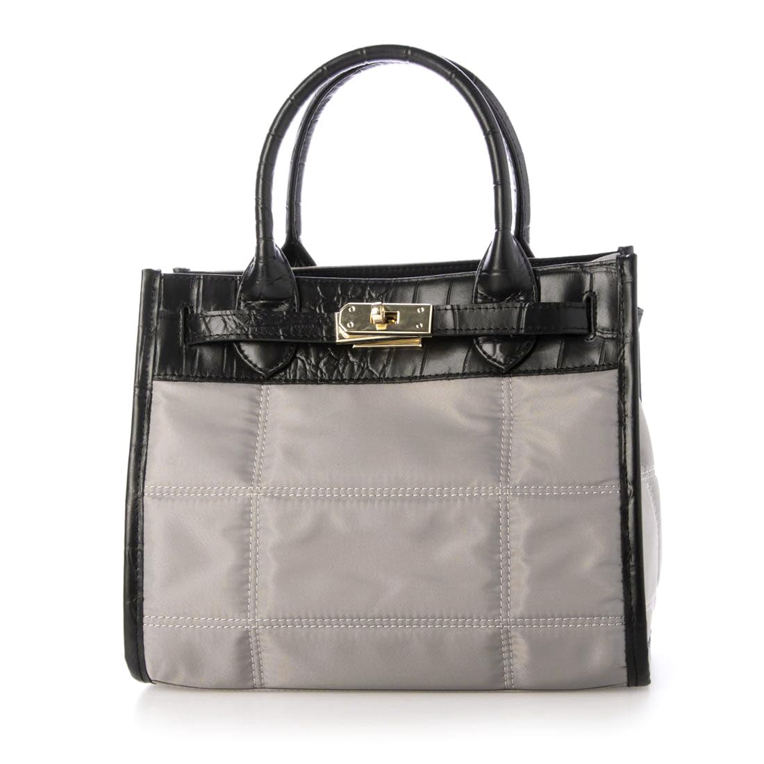 

Nylon quilted x Crocodile embossed cowhide tote bag S [Perke] 2-way