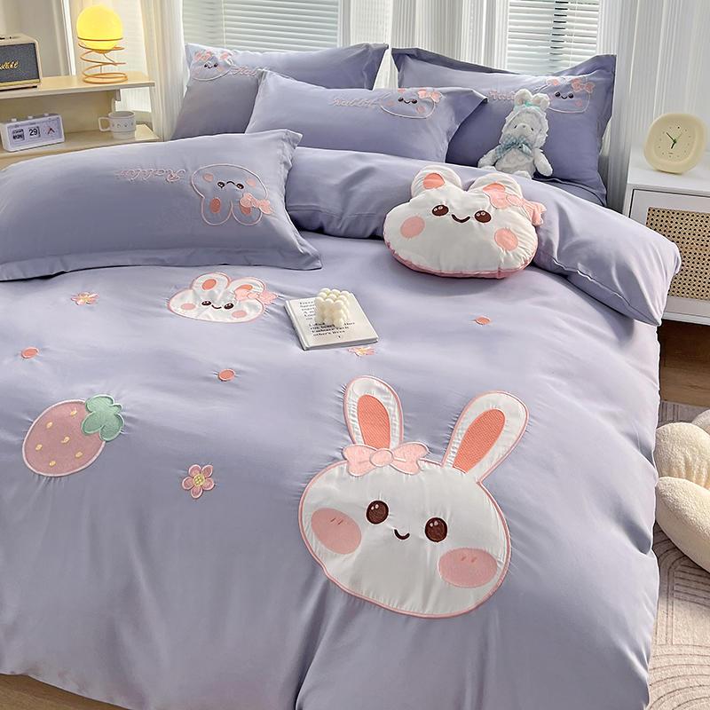 Four Seasons Universal Cartoon Style Four Piece Bedding Set Dormitory Three Piece Quilt Set Bed Sheet Simple Small Four Piece Set