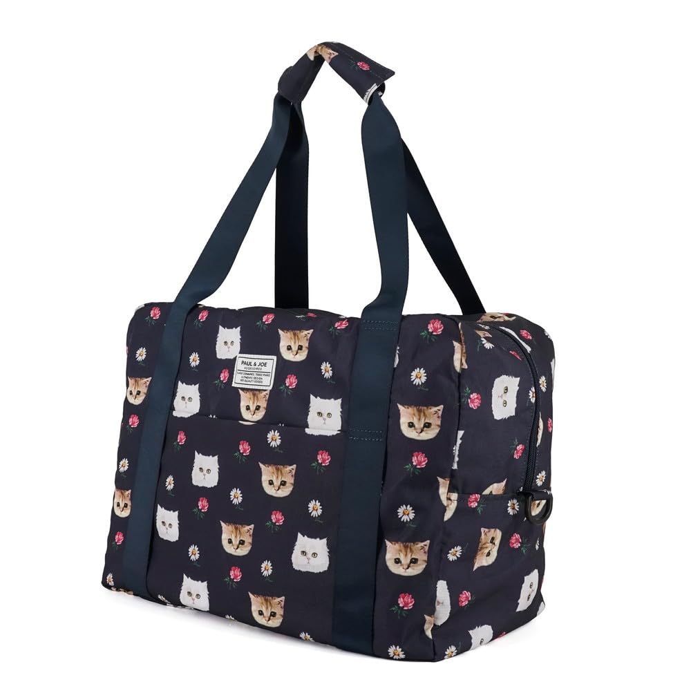PAUL JOE ACCESSOIRES Faltbare Boston Tasche Gypsy Nunet Katzen-Print Chrysanthemen-Blumenprint Reiseausflüge Fitnessstudio Draußen Großes Fassungsvermögen & PJA-B845