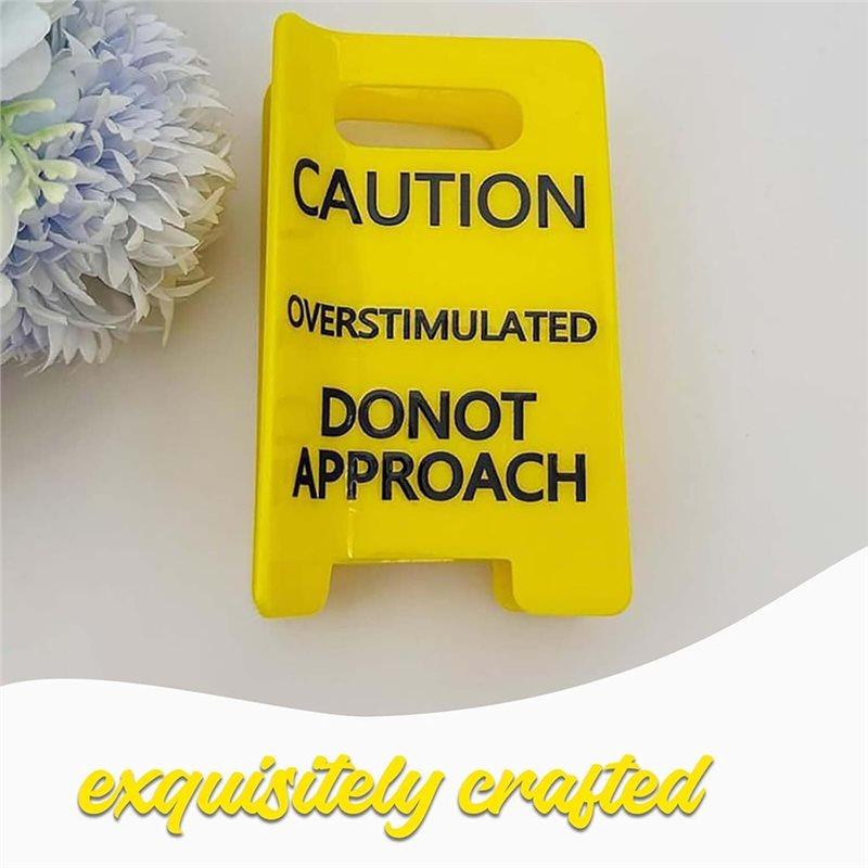 Fresh Friends 2PCS Funny Yellow For Thick Hair Warning Clip Overstimulated Caution Sign, Gag Gift For Women Hair Claw Clip