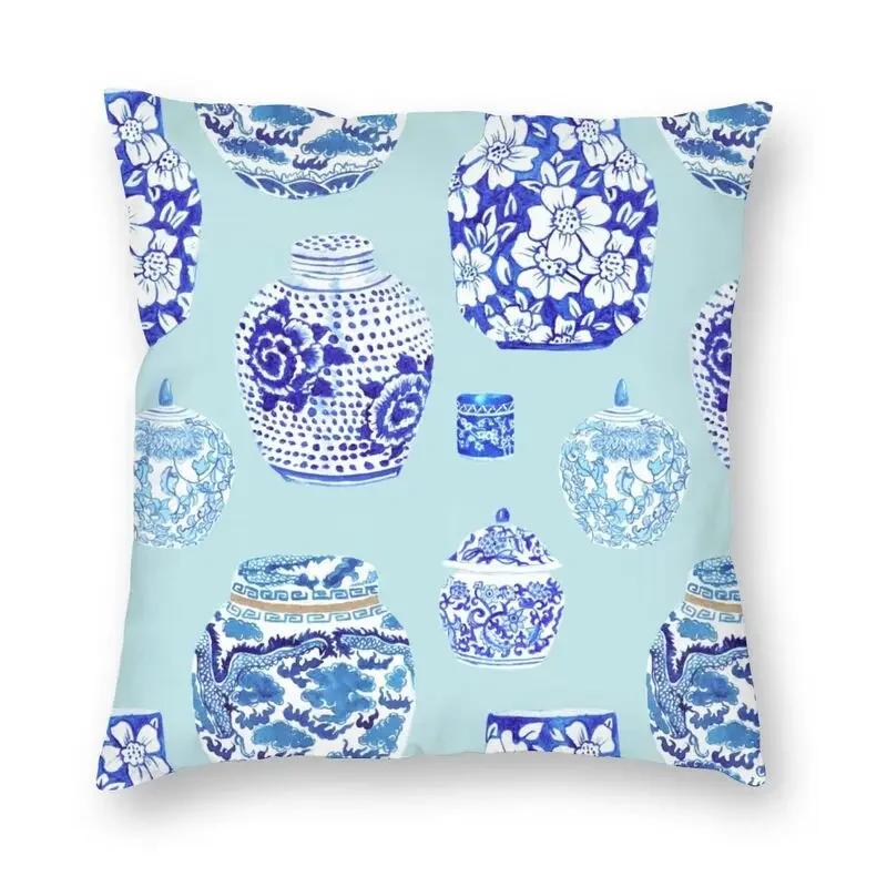 45x45cm Blaue Weide Chinesisches Blau-Weißes Porzellan Inspiriertes Kissenbezug Wohnzimmer Kissenbezug Quadratischer Kissenbezug Kissenhülle