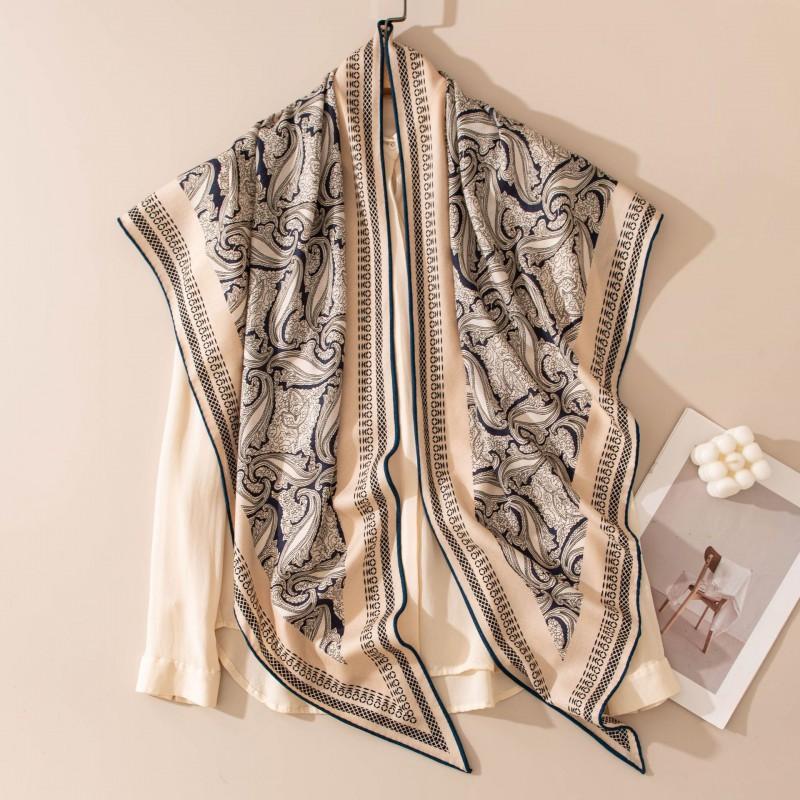 Double-sided Printed Silk Wool Scarf Elegant Triangle Shawl Office Sun Protection