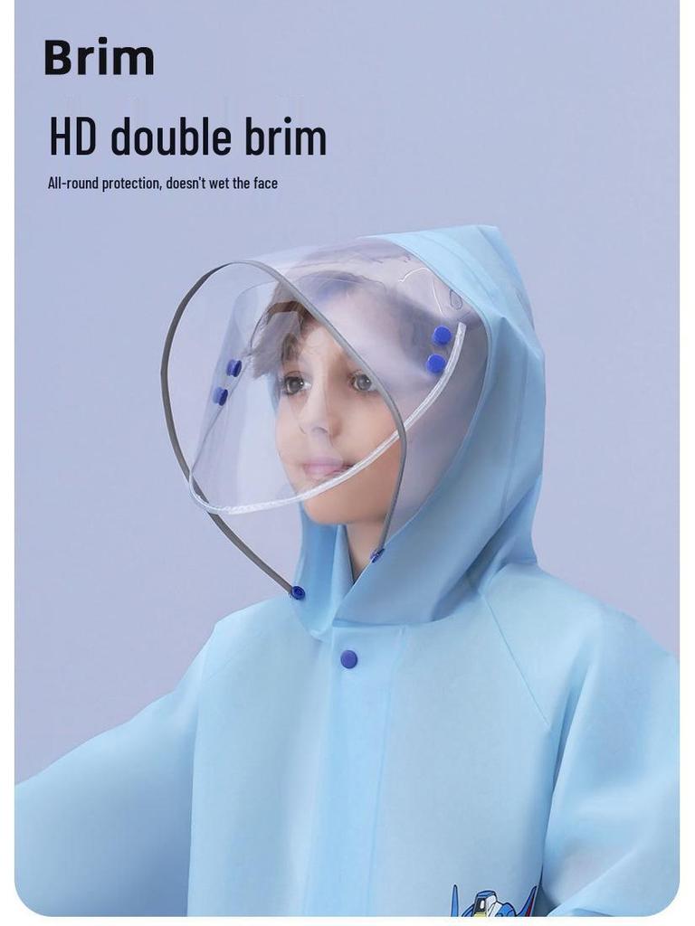 Children's Full-Length Waterproof Bicycle Raincoat with Backpack Cover, Ages 5-12