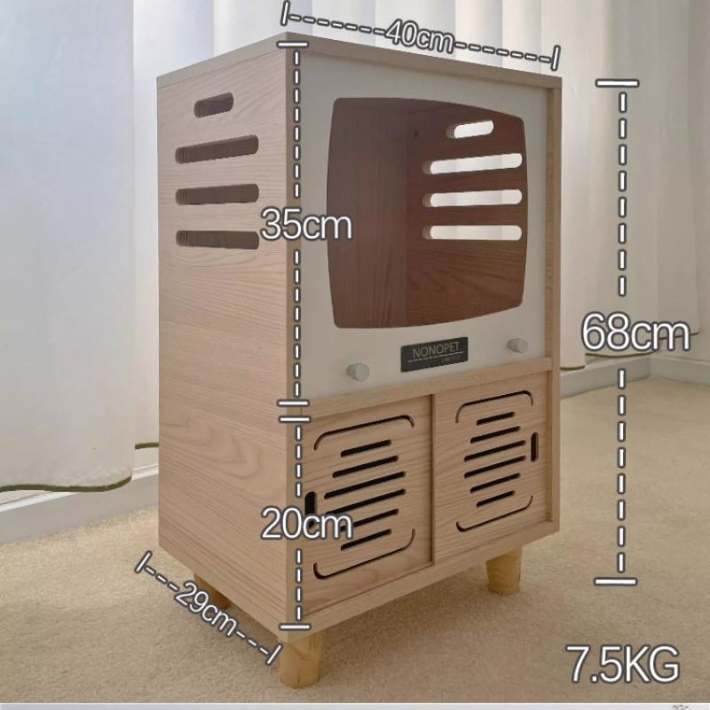 

Innovative Human-Cat Shared Nightstand Solid Wood Pet Bed All Season Cat Furniture for Bedside Multi-functional Cat House абрикосовый