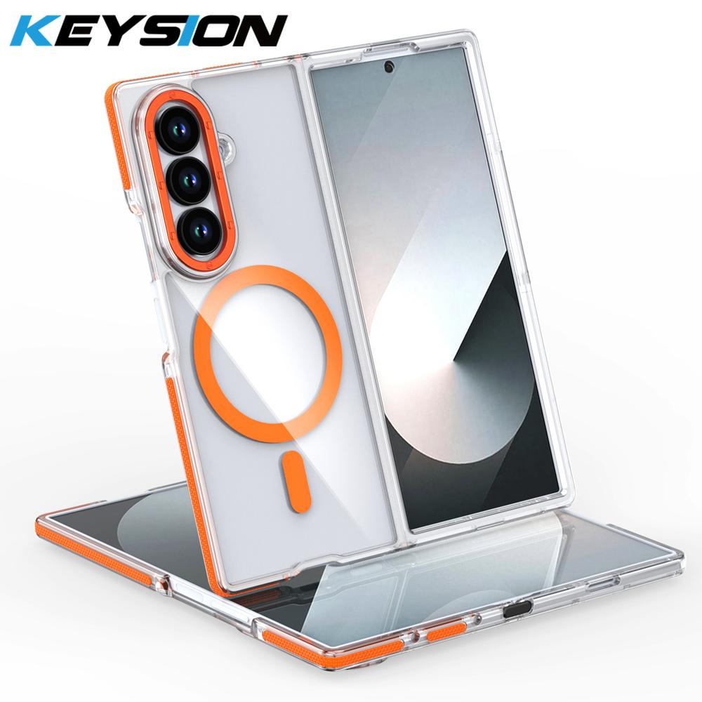 KEYSION Transparent Magnetic Case for MagSafe for Samsung Z Fold 7 6 5G Clear Shockproof Phone Back Cover for Galaxy Z Fold 6 7