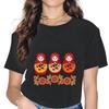 Cute Women T Shirt Russia Matryoshka Art Culture Leisure Tee Shirt Short Sleeve Crew Neck TShirts Cotton New Arrival Tops