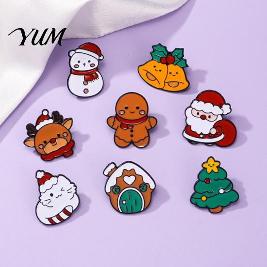 Santa Claus Clothing Accessories Christmas Cartoon Enamel Brooch, Elk Snowman Tree Badge Pin, Outfit Decor Bags Scarves Clothes Decorative Accessory