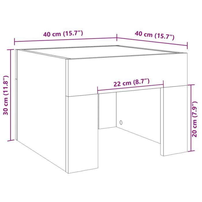 VidaXL Table de chevet avec LED infini chêne sonoma 40x40x30 cm 3284072