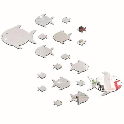 Fish School Wall Stickers Bedroom Living Room Backdrop Wall Decoration(Silver D)