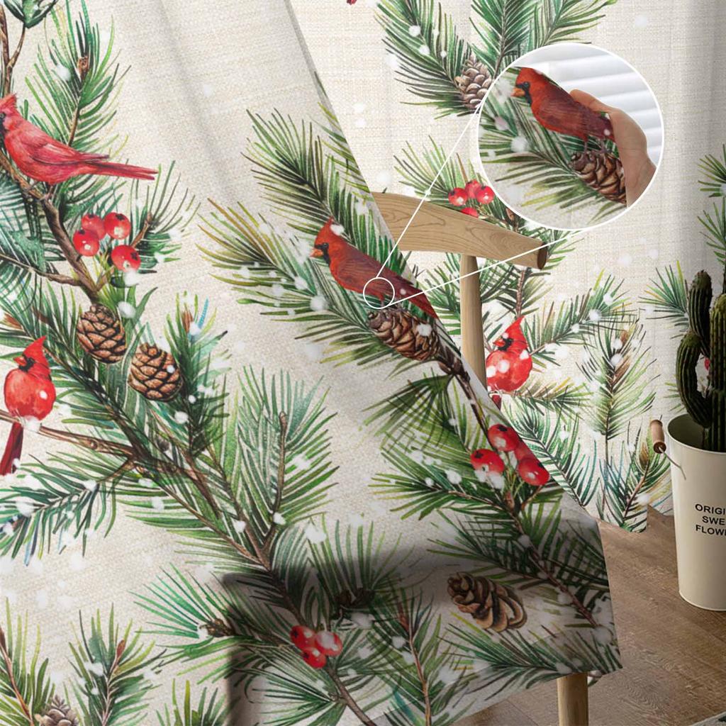 Christmas Pine Needle Jam Curtains For Living Room Bedroom Home Decoration Window Voile Tulle Curtain Drapes
