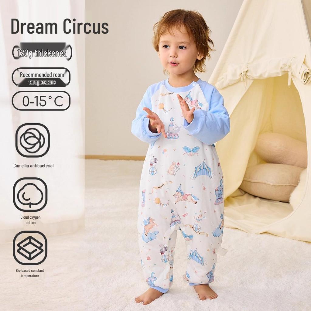 Camellia Constant Temperature Baby Sleeping Bag - Autumn & Winter Quilted Anti-Kick Blanket with Legs for Children