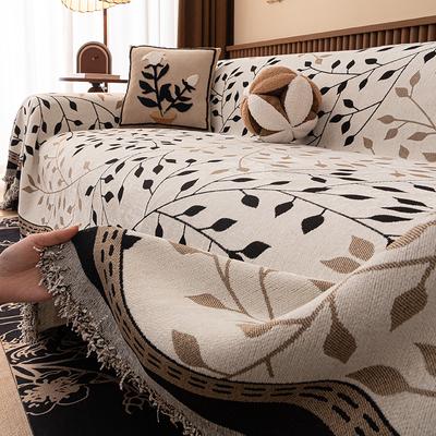 1pc Leaf Pattern Color Sofa Cover Non-Slip, Multi-Functional Sofa Protector with Ruffled Edges for Living Room, Bedroom, or Office Decor